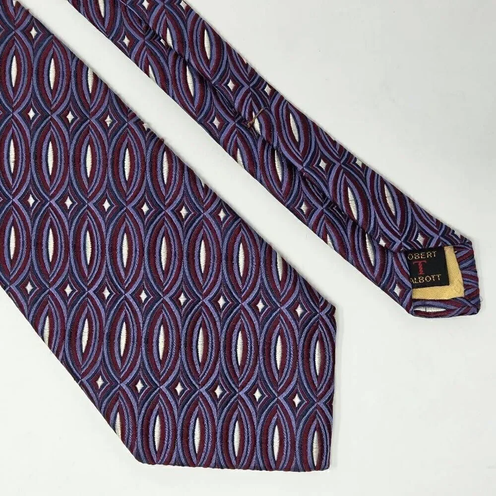 ROBERT TALBOTT BEST OF CLASS SILK TIE RED BLUE TEXTURED WOVEN STRIPE 4